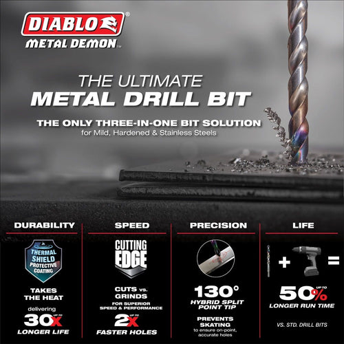 Diablo DMD-T29 Metal Demon 29-Piece Drill Bits Set for Mild, Hardened and Stainless Steels